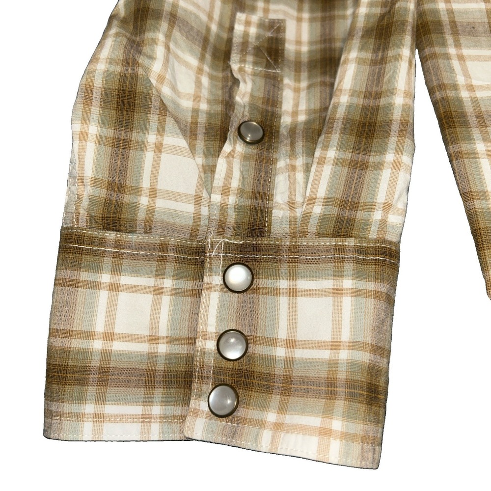 Tecovas Peral Snap Western Shirt Men's XXL Brown and Netural Plaid - Picture 6 of 9